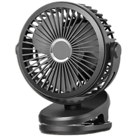 Ventilateur portable à pince de 15 cm (6 pouces) pour poussette, alimenté par USB, avec 4 vitesses, batterie de 5000 mAh, noir. (1/5)