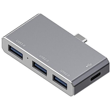 Hub USB 3.0 Type C 4 en 1, adaptateur de transfert de données haute vitesse pour PC et ordinateur portable - Interface Type C - Argent (1/5)
