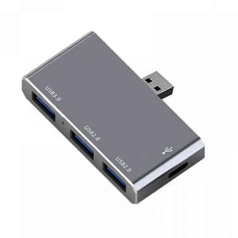 Hub USB 3.0 Type C 4 en 1, adaptateur de transfert de données haute vitesse pour PC et ordinateur portable - Interface USB - Gris (1/5)