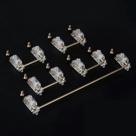 Lot de 5 stabilisateurs de touches V2 à visser 2U 6,25U, fil noir translucide plaqué or (1/5)