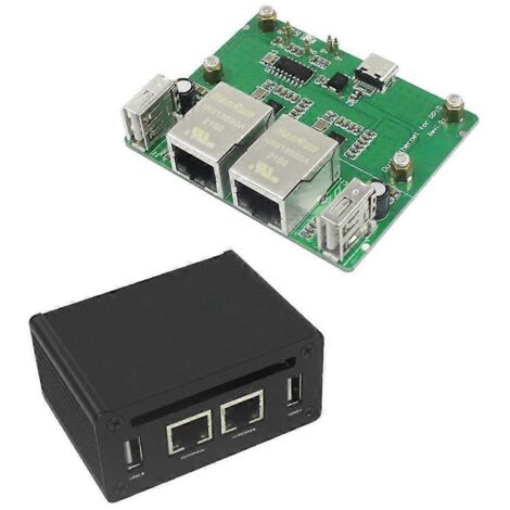 Carte d'extension double Ethernet RJ45 pour Raspberry Pi Zero 2W haute vitesse avec boîtier. (1/5)