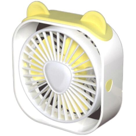 Ventilateur de bureau USB, mini ventilateur de bureau, 3 vitesses de rotation, ventilation puissante, style oreilles d'ours, blanc (1/5)