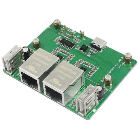 Carte d'extension double Ethernet RJ45 pour Raspberry Pi Zero 2W haute vitesse (1/5)