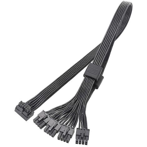 Câble d'alimentation PCIe 5.0 neuf, interface 8 broches x4 vers GPU PCIe 5.0 12 V HPWR 16 broches (12+4) - 70 cm - Coude noir en PLA (1/5)