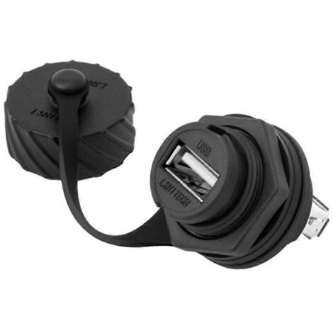 Adaptateur USB 2.0/3.0 femelle pour montage sur panneau, connecteur étanche IP67 avec capuchon - USB 2.0 (1/5)