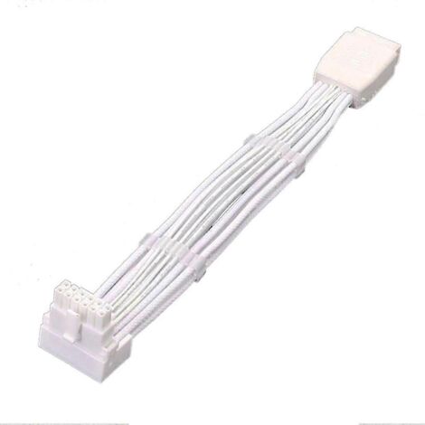 Câble ATX3.0 12VHPWR 600W mâle-femelle 16 (12+4) fil 16AWG blanc et noir (1/5)