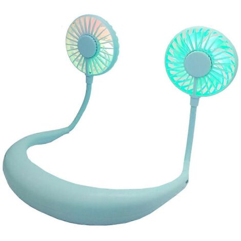 Nouveau mini ventilateur portable LED rechargeable USB, style à suspendre au cou, double refroidisseur (1/5)