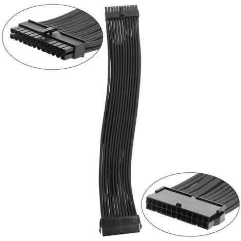 Kit d'extension de câble d'alimentation gainé, câble d'alimentation gainé sur mesure 18AWG-24PIN-Noir (1/5)