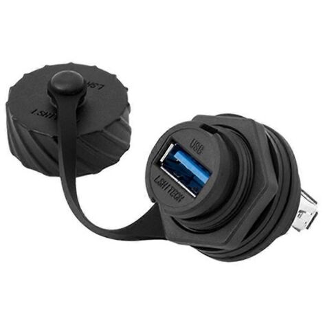 Adaptateur USB 2.0/3.0 femelle pour montage sur panneau, connecteur étanche IP67 avec capuchon - USB 3.0 (1/5)