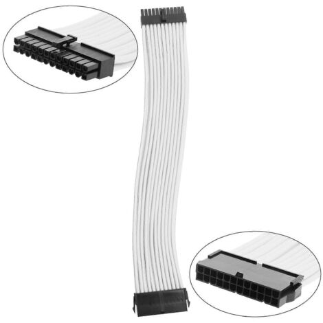 Kit d'extension de câble d'alimentation gainé, câble d'alimentation gainé sur mesure 18AWG-24PIN-Blanc (1/5)