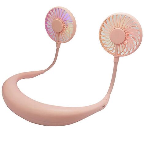 Nouveau mini ventilateur portable LED rechargeable USB, style à suspendre au cou, double refroidisseur (1/5)