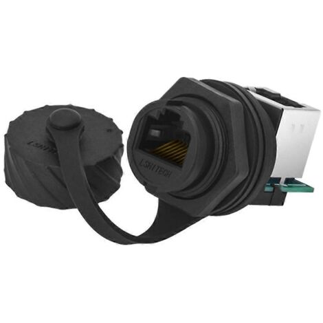 Connecteur Ethernet RJ45 Cat5e mâle vers femelle étanche, montage sur panneau - angle de 90° (1/5)