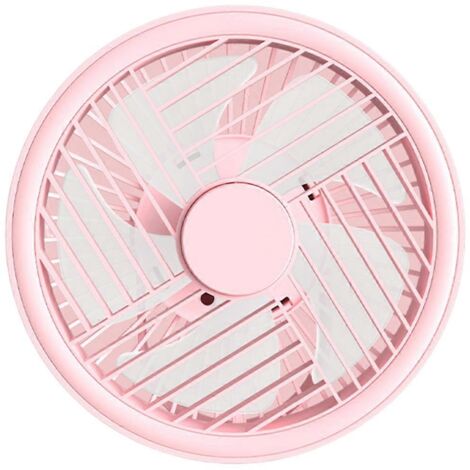 Ventilateur de camping à vitesse réglable, rotatif à 360°, à suspendre, pour la maison ou le bureau - 1500 mAh - Rose (1/5)