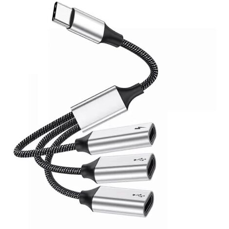 Hub USB-C ultra-rapide de 25 cm avec ports USB-C et USB 2.0 et alimentation 60 W - 3 ports USB-C femelles (1/5)