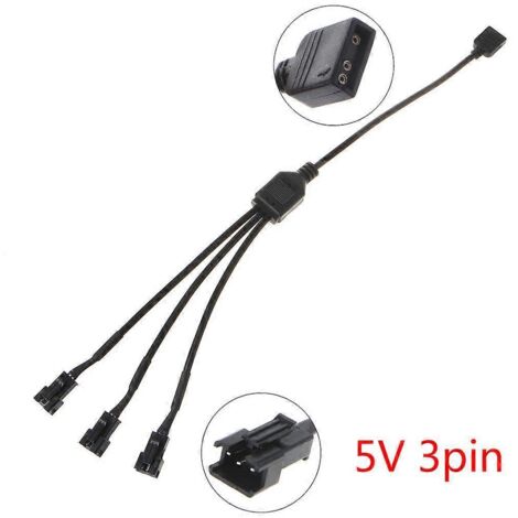 Câble multiconnecteurs pour carte mère PC 5V 3 broches 12V 4 broches vers prise pour ventilateur AURA RGB - 3 (1/5)