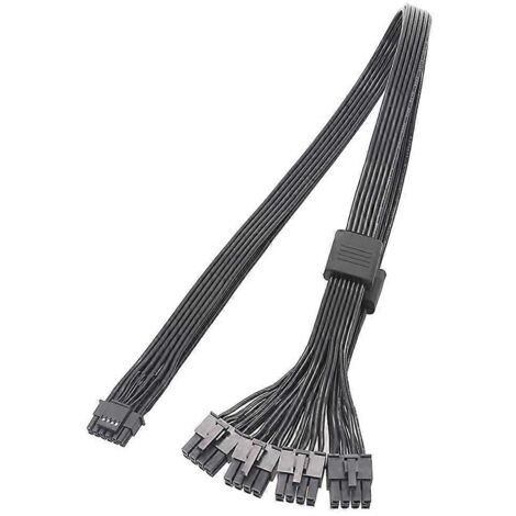 Câble d'alimentation PCIe 5.0 neuf, interface 8 broches x4 vers GPU PCIe 5.0 12 V HPWR 16 broches (12+4) - 60 cm - Noir, connecteur droit PM (1/5)