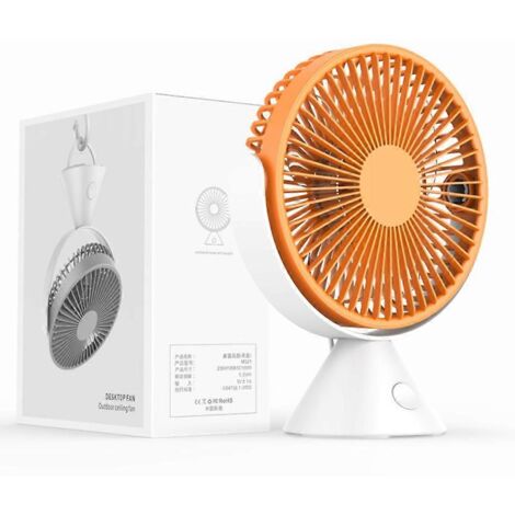 Ventilateur de bureau/plafond rechargeable USB 1500 mAh, 3 vitesses, pour chambre à coucher et camping en plein air (1/5)
