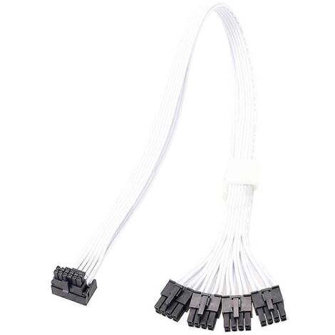 Câble d'alimentation PCIe 5.0 neuf, interface 8 broches x4 vers GPU PCIe 5.0 12 V HPWR 16 broches (12+4) - 60 cm - Coude blanc PLA (1/5)