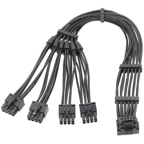 Câble 3x 4x 8 broches mâle vers 12VHPWR PCIE5.0 16 broches ATX3.0 pour cartes graphiques RTX40 - 70 cm 4X8PLB (1/5)