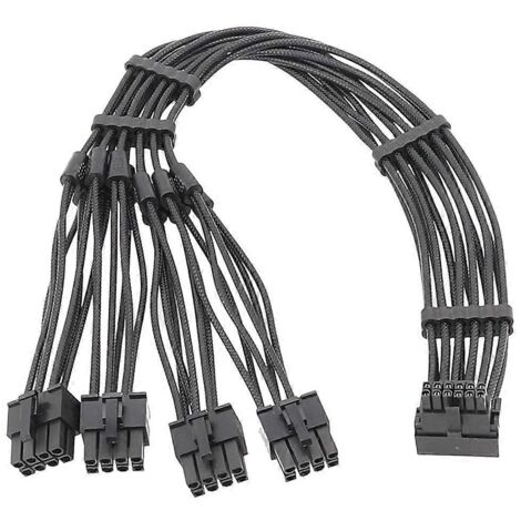 Câble 3x 4x 8 broches mâle vers 12VHPWR PCIE5.0 16 broches ATX3.0 pour cartes graphiques RTX40 - 70 cm 4X8PLA- (1/5)