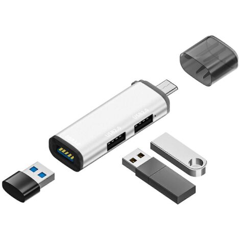 Adaptateur hub USB multi-ports USB 3.0 à 3 ports pour PC, ordinateur portable et récepteur (1/5)