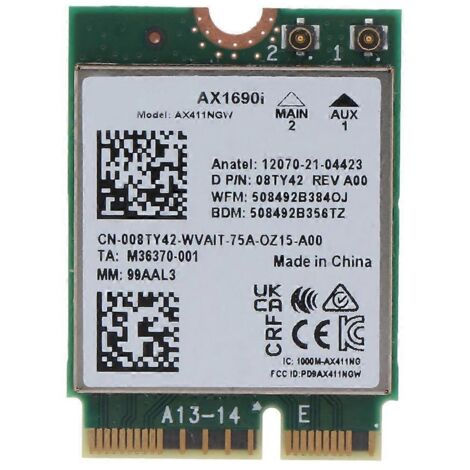 Carte réseau AX411 compatible Bluetooth 5.3 WIFI6E Tri-bande 2,4 GHz/5 GHz/6 GHz - Carte unique (1/5)