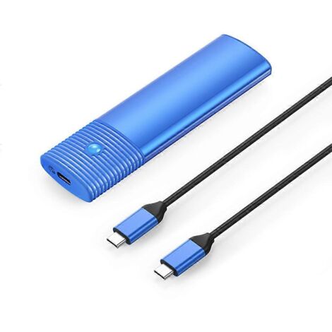 Boîtier pour disque dur SATA M.2 NVMe USB 3.2 10 Gbit/s compatible UASP 2 - Bleu (1/5)