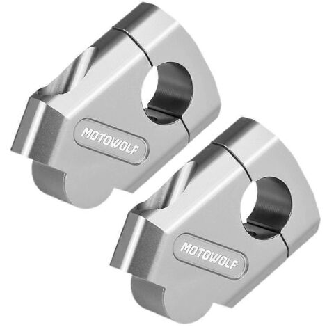 Paire de rehausseurs de guidon avec fixation pour guidon, 22 mm et 28 mm, pour moto tout-terrain - MDL3517B - Argent (1/5)