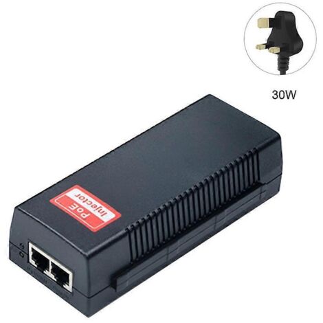 Adaptateur injecteur PoE à port unique PSE30TG 30 W 10/100/1000 Mbps IEEE 802.3af/at - Prise britannique (1/5)