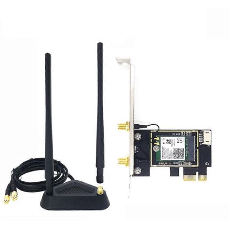 Carte WiFi 3000 Mbps WIFI6 AX200 PCIe Adaptateur réseau sans fil 2,4 GHz/5 GHz AX200NGW - Avec antenne détachable 8 dB - (1/5)