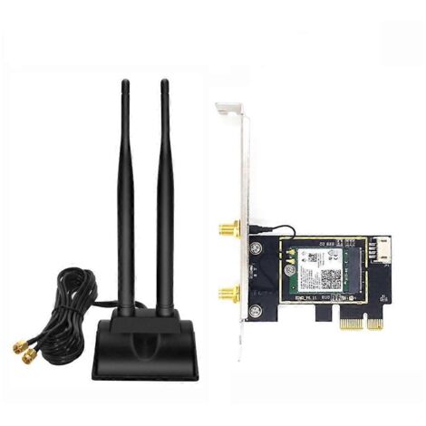 Carte Wi-Fi 3000 Mbps WIFI6 AX200 PCIe Adaptateur réseau sans fil 2,4 GHz/5 GHz AX200NGW - Avec double antenne 6DB - (1/5)