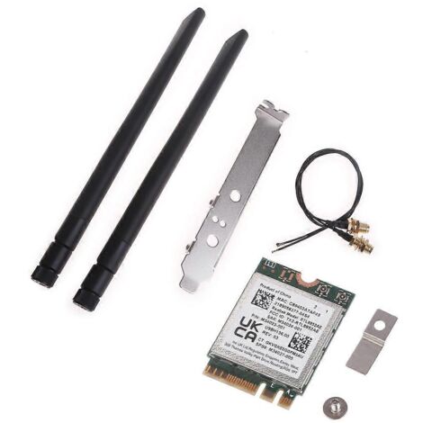 Carte WiFi 6 RTL8852AE 802.11ac M.2 NGFF, adaptateur Bluetooth 5.2 compatible avec les ordinateurs de bureau, avec antennes et baffle. (1/5)