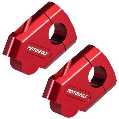 Paire de rehausseurs de guidon avec fixation pour guidon, 22 mm et 28 mm, pour moto tout-terrain - MDL3517 - Rouge (1/5)