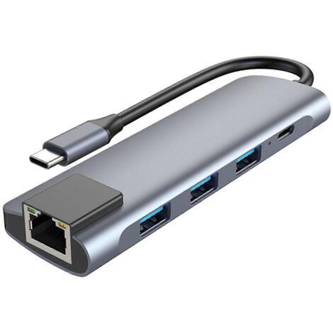 Station d'accueil hub USB-C, adaptateur USB-C vers USB 3.0 1000 Mbps RJ45 LAN PD 87 W (1/5)