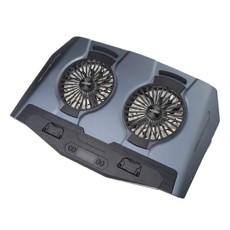 Support vertical pour PC portable avec ventilateur de refroidissement USB et support surélevé.