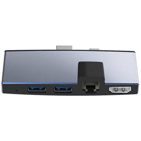 Station d'accueil Rocketek USB 6 en 1 : hub USB 3.0, HDMI 4K, compatible RJ45, carte SD/TF et port réseau. (1/5)