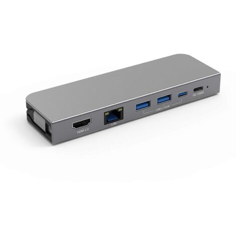 Hub USB-C Blueendless 6 en 1 : compatible HDMI 2.0, PD100, LAN 1000 Mbit/s, carte SD, USB 3.1 10 Gbit/s. (1/5)