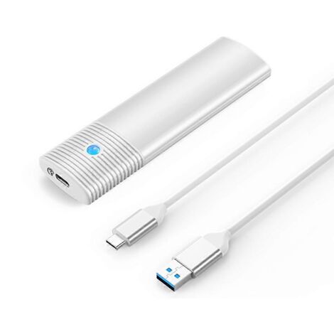 Boîtier pour disque dur SATA M.2 NVMe USB 3.2 10 Gbit/s compatible avec le protocole UASP 2 - Blanc (1/5)