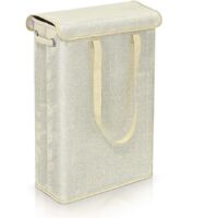 (beige) 45 Litre Slimline Foldable Laundry Hamper With Lid - Extra Large Capacity Laundry Hamper - 39x19x60cm - Narrow Laundry Hampers