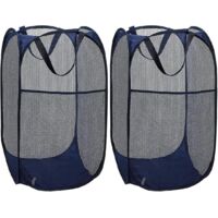 2pcs Navy Folding Dirty Clothes Basket, Laundry Basket, Clothes Storage Basket, Portable Dirty Clothes Basket