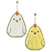 2 Pcs Cute Chick Kids Towels, Cute Animal Hand Towels, Absorbent Fast Drying Microfibre Towel Bath Towel With Hanging Loop Kitchen And Bathroom