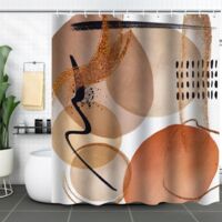 (orange) Simple Abstract Leaf Pattern Shower Curtain - 180180cm,, Rideau De Douche En Polyester Lavable En Machine Avec 12 Crochets, Bathroom Bat