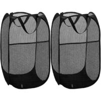 2 Piece Black Folding Dirty Clothes Basket, Laundry Basket, Clothes Storage Basket, Portable Dirty Clothes Basket