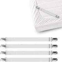 4 Clips De Drap (blancs) Fixent Les Draps En Place Avec Des Sangles D'angle Pour Le Drap-housse - Sangle De Support De Drap De Matelas Adapte Aux