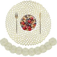 10pcs36cm Golden Dining Pads, Golden Round Dining Pads Et Sous - Verres Vide Dining Pads Presse Vinyle Dining Pads Rsistant La Chaleur Antidrapan