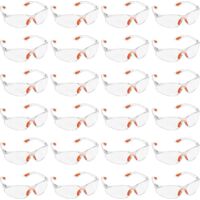 24 Pack Clear Safety Glasses - Protective Glasses With Plastic Lens, Nose Bridge And Rubber Temple Tips For Comfort - Ppe Clear Glasses