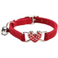 colliers De Chat Avec Breloque Coeur Et Cristal En Cristal Bling Fournitures Pour Animaux De Compagnie Rouge