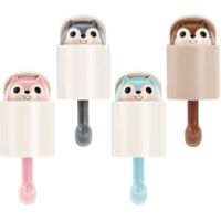 kids Adhesive Hook Adhesive Towel Hook Animal Wall Hook Decorative Self Adhesive Hooks For Dress, Coat, Towel, Keys, Bags, Hats, 4 Pieces, Squirre