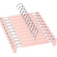 set Of 10 Skirt Holder Hangers, Trousers Hangers, With 2 Non-slip And Adjustable Clips, For Hanging Trousers, Socks, Skirts - Pink