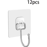12 Pieces Clear Adhesive Hook 44lb/30kg, Oil And Water Resistant Self Adhesive Wall Hook For Hanging Kitchen Utensils, Clothes Or Bathroom Towel R